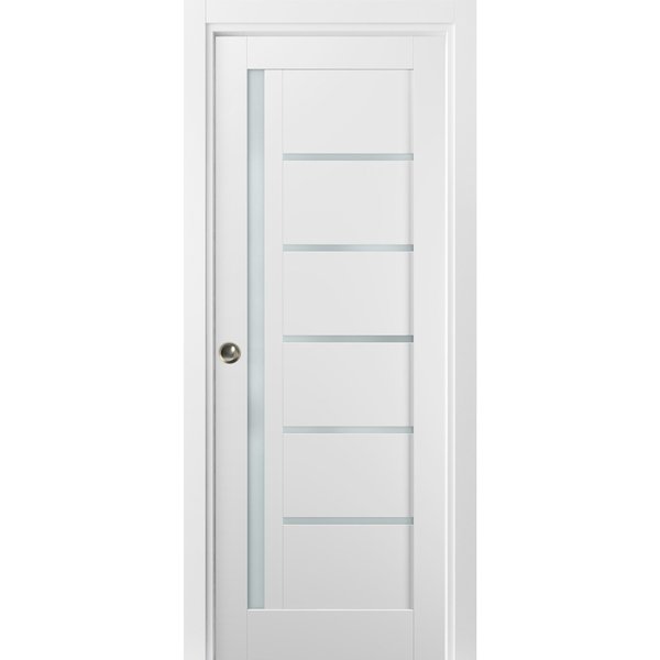 Sartodoors Pocket Interior Door, 32" x 80", Gray QUADRO4088PD-WS-32